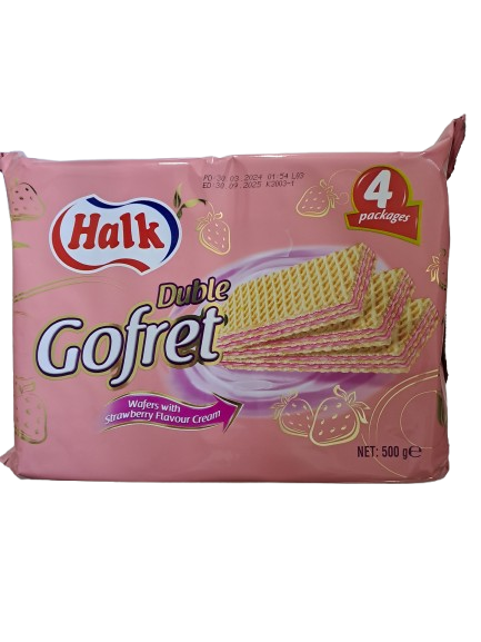 Halk Duble Gofret Wafers with Strawberry flavour Cream