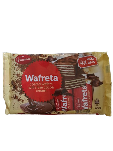 Vincinni Wafreta Coated wafers with fine Cocoa cream