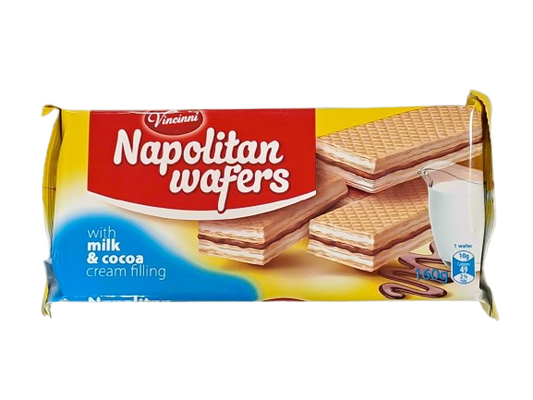 Vincinni Napolitan wafers with milk & cocoa cream filling