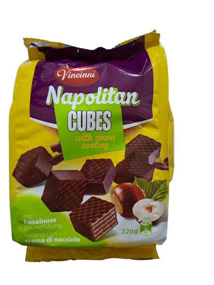 Vincinni Napolitan Cubes With Cocoa Coating Haselnuss