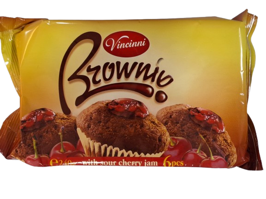 Vincinni brownie with sour cherry jam