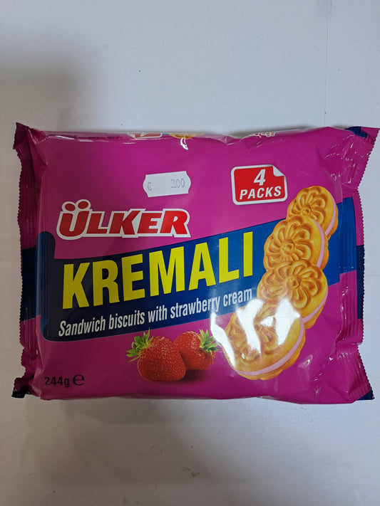 Ulker Kremali Sandwich Biscuits With Strawberry Cream 4 Packs