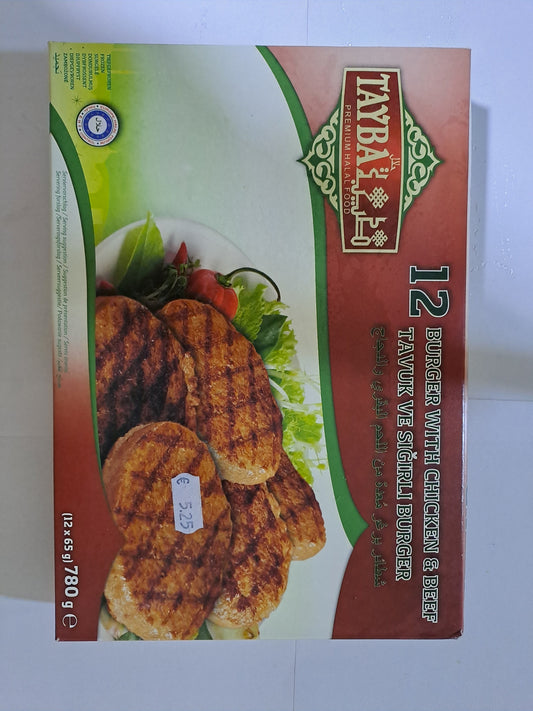 Tayba Burger With Chicken& Beef 12×65g