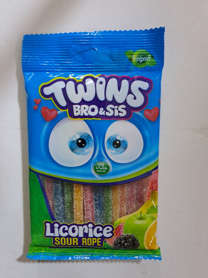 Twins Bro& Sis Licorice Sour Rope